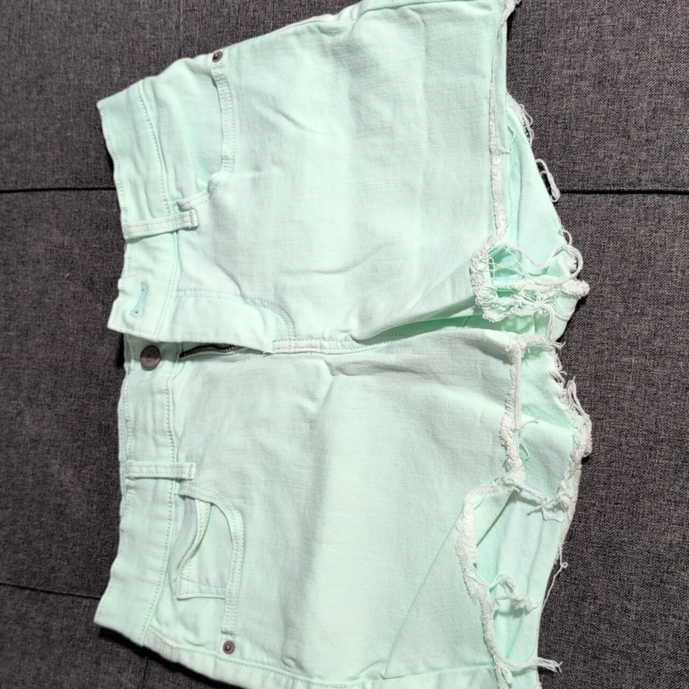 Old Navy Mint Green Distressed Denim Shorts